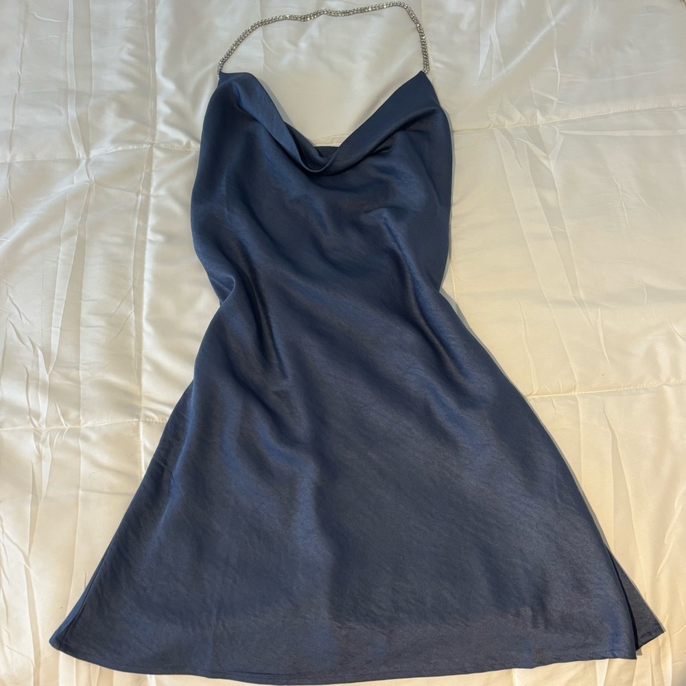 L.A. Hearts Navy Blue Mini Dress with Rhinestone Straps